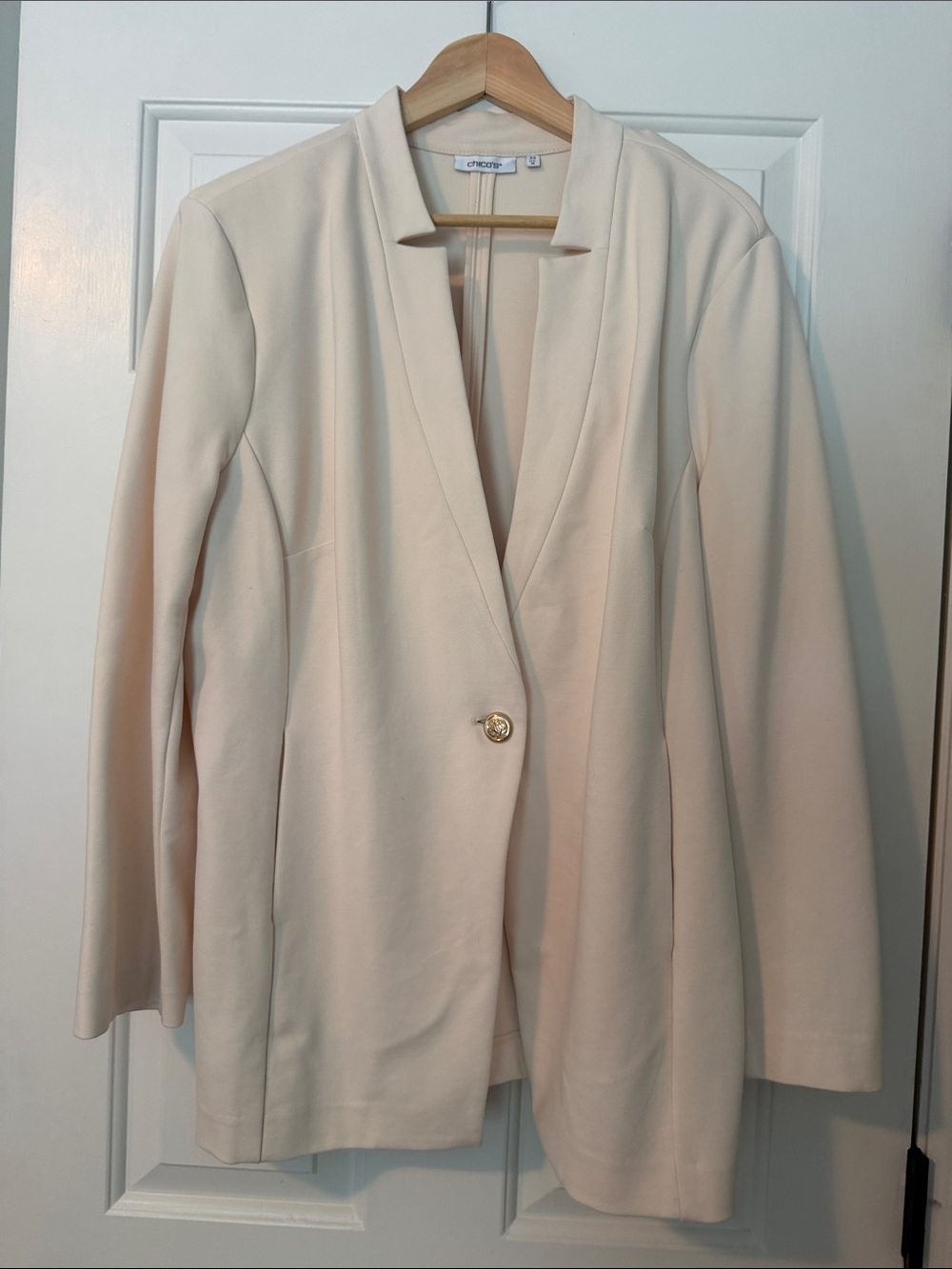 Chico’s Women's Cream Single-Button Ponte Blazer Jacket 3.5
